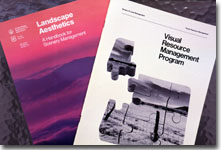 This is a photograph of the US Forest Service and Bureau of Land Management manuals for managing visual resources.