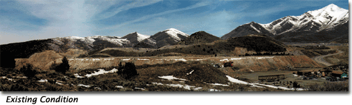 There is one photograph here of a heap leach pad at the Barrick Mercur gold mine in Utah, and a second image of that visual simulation of that leach pad after regrading and revegetation.