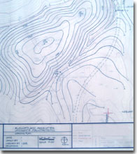 This is a photograph of a grading plan for a surface mine reclamation done by Ellsworth and Associates, landscape architects.