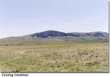 There is one photograph here of the existing Rattlesnake Hills from one and a half miles away, and a second image of the visual simulation of the proposed quarry from this viewpoint.