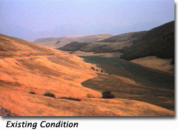 There is one photograph here of the existing view of Sardine Canyon looking toward Cache Valley, and a second image of the visual simulation of the proposed new highway alignment.